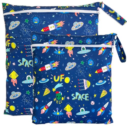 TRASUN Wetbag Kindergarten Nasstasche Windeltaschen Schwimmsachen Nassbeutel Nasse und Trocken Wickeltasche 2er Wasserdicht Waschbar Nassbeutel Organiser für Kleinkind Windeln Reisen Gym Strand Pool von TRASUN