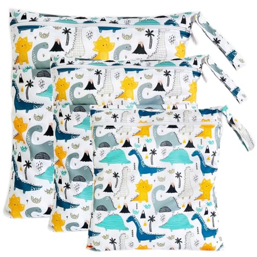 TRASUN Wetbag Kindergarten Nasstasche Windel Taschen Schwimmsachen Nassbeutel Nasse und Trocken Wickeltasche 3er Wasserdicht Waschbar Nassbeutel Organiser für Kleinkind von TRASUN