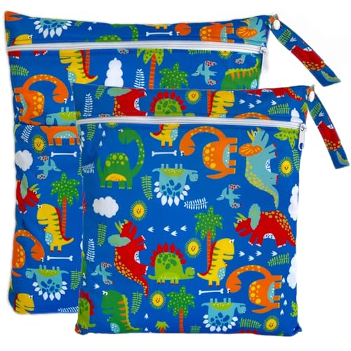 TRASUN Wetbag Kindergarten Nasstasche Windel Taschen Schwimmsachen Nassbeutel Nasse und Trocken Wickeltasche 2er Wasserdicht Waschbar Nassbeutel Organiser für Kleinkind von TRASUN