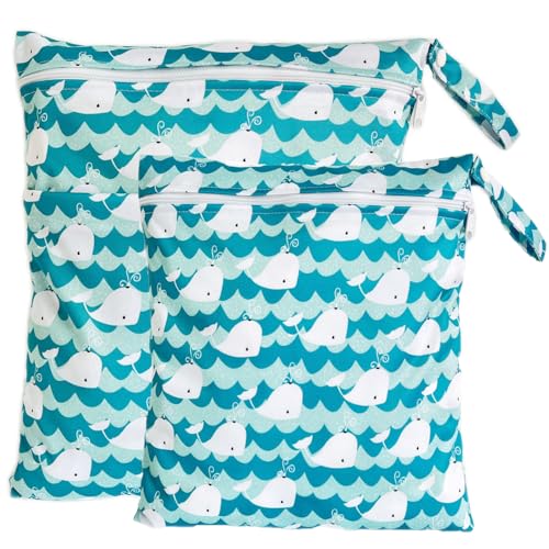 TRASUN Wetbag Kindergarten Nasstasche Windel Taschen Schwimmsachen Nassbeutel Nasse und Trocken Wickeltasche 2er Wasserdicht Waschbar Nassbeutel Organiser für Kleinkind von TRASUN