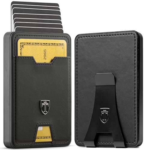 TRAVANDO SWYPE Aluminium Slim Wallet - Carbon Geldbörse Herren Klein mit RFID Schutz - Kleiner Mini Geldbeutel mit Geldklammer - Kartenetui mit Geldspange - Smart Portmonee - Portemonnaie von TRAVANDO
