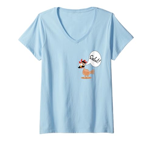 Damen Hühner Hühnerstall Bart Schnurrbart T-Shirt mit V-Ausschnitt Damen Hühner Hühnerstall Bart Schnurrbart T-Shirt mit V-Ausschnitt von TRAVEL FRANCE VACATION PARIS