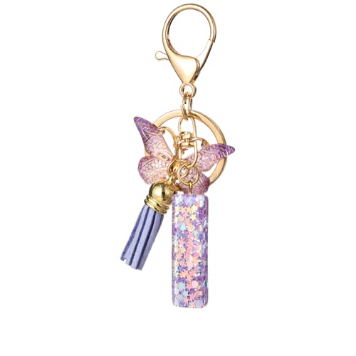 TRAVELKNOT Schlüsselanhänger Buchstabe Mädchen Damen Süß Quasten Schmetterling Keychain Schultasche Auto Personalisierte Geschenke Lila TRAVELKNOT Schlüsselanhänger Buchstabe Mädchen Damen Süß Quasten Schmetterling Keychain Schultasche Auto Personalisierte Geschenke Lila von TRAVELKNOT