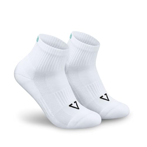 TREAZY Halbhohe Socken Quarter Socken aus Bio-Baumwolle (Weiß | 47-50 | 3 Paar) – Schweiß und blasenfrei dank extra Lüftungskanälen und anatomischer Passform – besonders langlebig von TREAZY