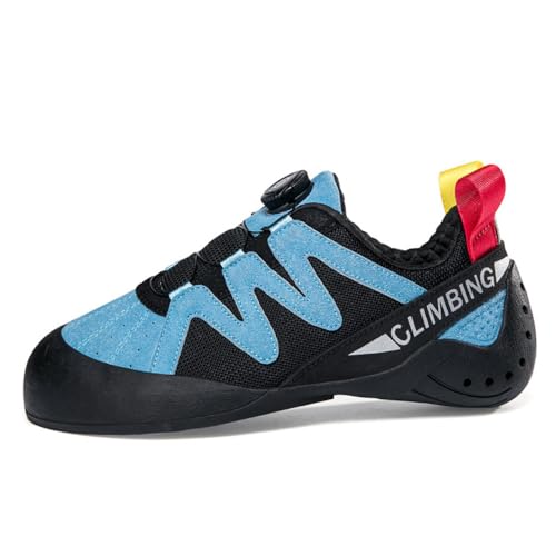 Kletterschuhe Männer Frauen Jugendliche Anfänger Profi Klettern Bouldering Trainingsschuhe Indoor Wanderschuhe (Blau 190,38) von TRECERO