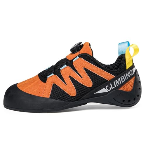 Kletterschuhe Männer Frauen Jugendliche Anfänger Profi Klettern Bouldering Trainingsschuhe Indoor Wanderschuhe (Orange 190,44) von TRECERO
