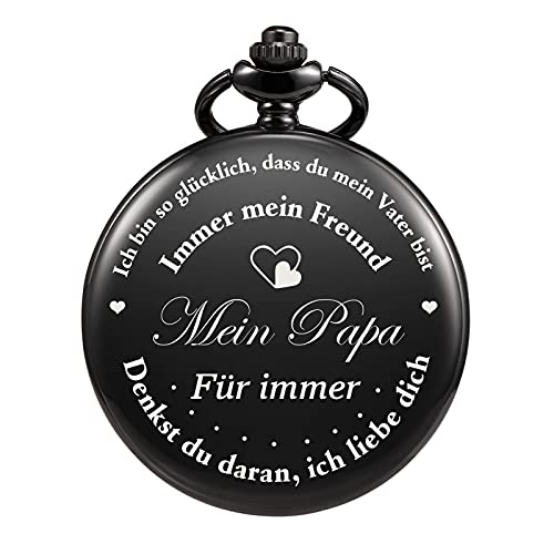 TREEWETO Gravierte Herren Taschenuhr für Papa Geschenk, Vintage Taschenuhren mit Kette für Männer, Geburtstagsgeschenk, Geschenk zum Jahrestag, Geschenk zum Vatertag Vater von TREEWETO