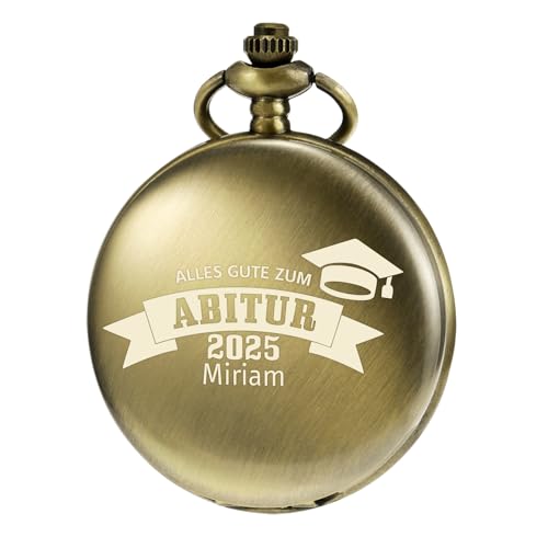 TREEWETO Personalisiert Graviert Taschenuhr mit Gravur Kette Geschenk für Herren Söhne Tochter Freund Abschiedsgeschenk Quarz Taschenuhren Bronze von TREEWETO