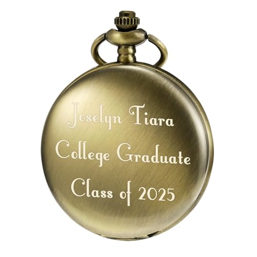 TREEWETO Personalisierte Taschenuhr Benutzerdefinierte Taschenuhren Kette Vintage Quarz Taschenuhr Uhr Abschiedsgeschenk für Männer Söhne Tochter Freund von TREEWETO