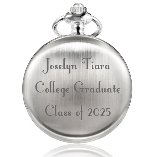 TREEWETO Personalisierte Taschenuhr Benutzerdefinierte Taschenuhren Kette Vintage Quarz Taschenuhr Uhr Abschiedsgeschenk für Männer Söhne Tochter Freund von TREEWETO