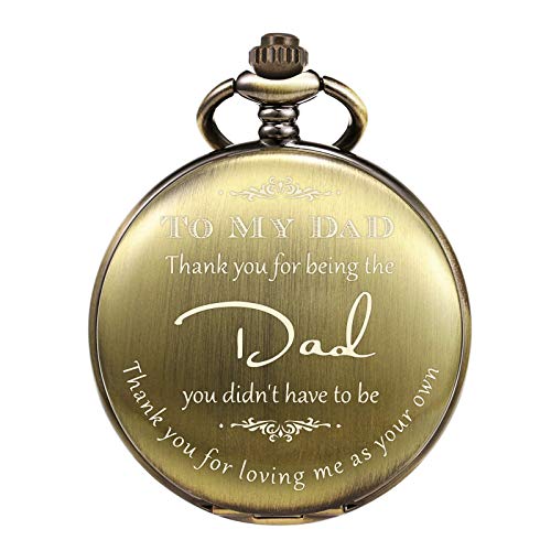 TREEWETO Taschenuhr Männer Personalisierte Gravur Quarzuhren von Tochter Kind zu Vater Vater Graviert mit Kette Bronze von TREEWETO