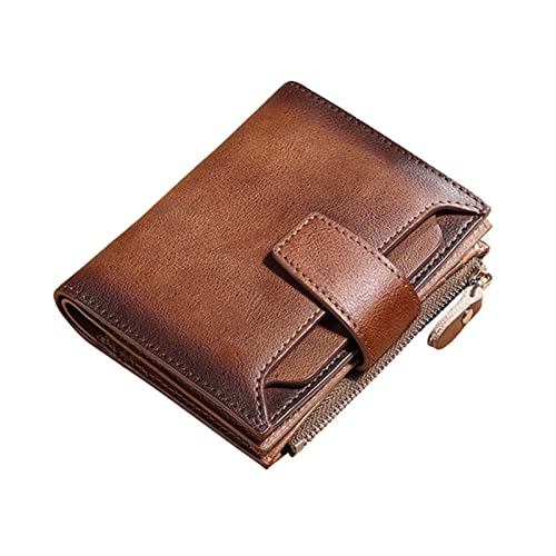 TREGOO Portemonnaie Herren Brieftasche Männer Kurze Leder Männer Geldbörse Kopfschicht Rindsleder Mode Casual Brieftasche Münze Geldbörse Führerschein KarteninhaberWallet von TREGOO