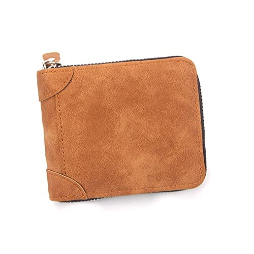 TREGOO Portemonnaie Herren Druck Leder männer wallter Kupplung Zwei Zip männer Kurze kleine münze geldbörse brandneues Design weicher Mini Karten bargeldhalter Brieftasche (Color : Bruin) von TREGOO