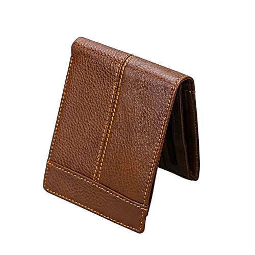 TREGOO Portemonnaie Herren Echtes Leder Männer Geldbörse Männliche Geldbörse Luxuskuh Leder Weiche Brieftaschen Vintage Einfache Kartenhalter Cowboy Brieftasche (Color : Bruin) von TREGOO