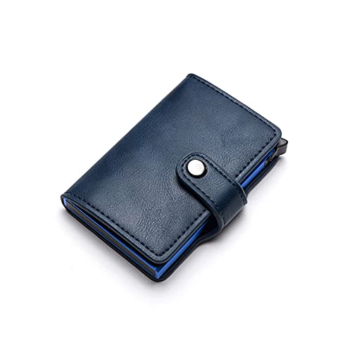 TREGOO Portemonnaie Herren HASP. PU. Leder Brieftasche Casual Card Halter Protector Smart Brieftasche Aluminium Karten Fall Slim Männer Frauen Geldbörse (Color : Blue) von TREGOO