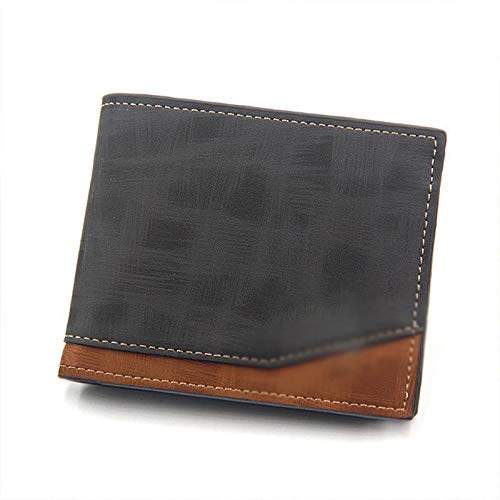 TREGOO Portemonnaie Herren Herren Geldbörsen Leder DREI-Fold-Kurzwallet männliche Retro-Business-Münz-Geldbörse-Tasche Multifunktionale Karte Geldbörse (Color : Black) von TREGOO