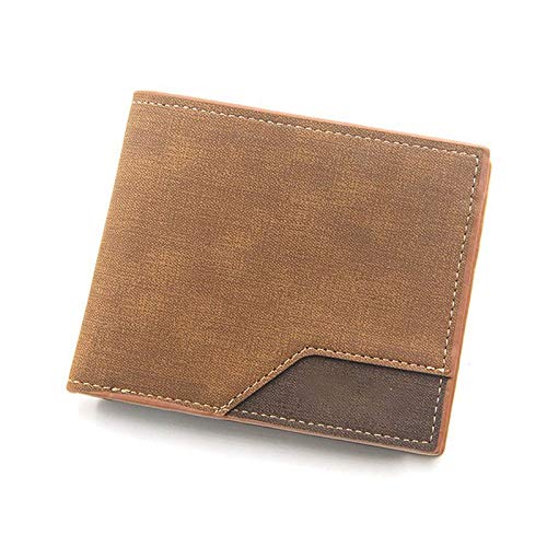 TREGOO Portemonnaie Herren Herren Geldbörsen Leder DREI-Fold-Kurzwallet männliche Retro-Business-Münz-Geldbörse-Tasche Multifunktionale Karte Geldbörse (Color : Light Brown) von TREGOO