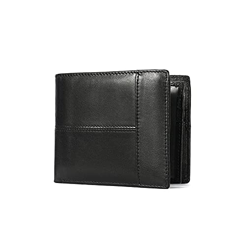 TREGOO Portemonnaie Herren Kuh Echtes Leder Männer Geldbörsen Mode Spleißgeldbörse Preis Geldbörsen, Luggag und Taschen, (Color : Black) von TREGOO