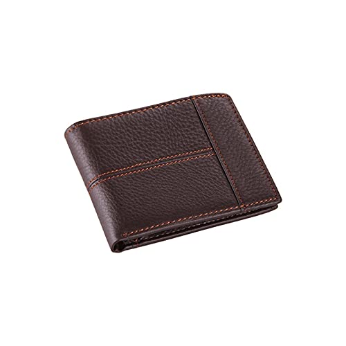 TREGOO Portemonnaie Herren Kuh Echtes Leder Männer Geldbörsen Mode Splice Geldbörse Preis Original Marke Brieftaschen, Gepäck und Taschen (Color : Bruin) von TREGOO