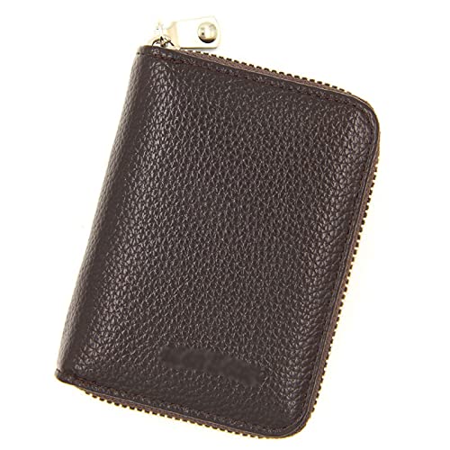 TREGOO Portemonnaie Herren Leather Men‘s Wallet Credit Card Holder Blocking Zipper Pocket Men Bag Multi-Card Black Zipper Walet von TREGOO