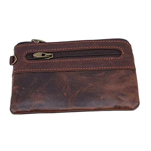 TREGOO Portemonnaie Herren Männer Echtes Leder Münze Geldbörse Reißverschluss Wallet Kartenhalter Vintage Retro Zipper Brieftasche Münzbeutel von TREGOO