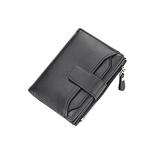 TREGOO Portemonnaie Herren Männer Geldbörsen Mode Kurzer Zipper Kartenhalter Herren Leder Geldbörse Feste Münze Tasche Männliche Geldbörse (Color : A) von TREGOO