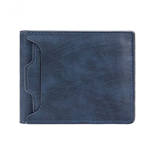 TREGOO Portemonnaie Herren Männer Kurze Brieftasche Eisen Rand Jugend Herren Horizontale Brieftasche Trendkarten Pack Geldbörse (Color : Blue) von TREGOO