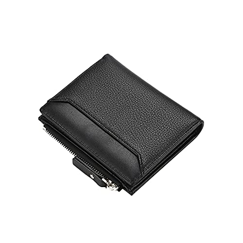 TREGOO Portemonnaie Herren Männer Kurze Brieftaschen Mode Reißverschluss Karteninhaber Männer Geldbörse Münze Tasche Marke Männliche Geldbörse (Color : Black) von TREGOO