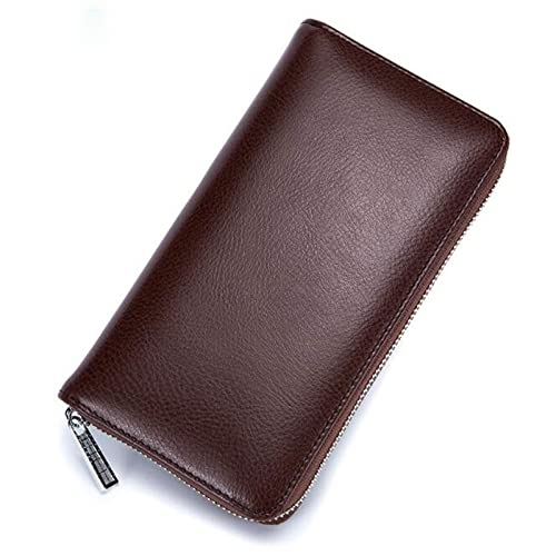 TREGOO Portemonnaie Herren Men Wallet Genuine Leather Passport Long Large Capacity or Multi Function Card Holder Unisex Wallets (Color : Coffee) von TREGOO