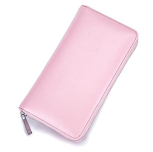 TREGOO Portemonnaie Herren Men Wallet Genuine Leather Passport Long Large Capacity or Multi Function Card Holder Unisex Wallets (Color : Pink) von TREGOO