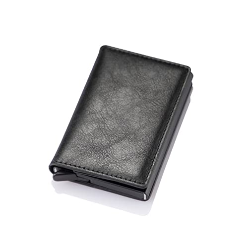 TREGOO Portemonnaie Herren New Men Women smart Wallet Credit Bank Card Holder Fashion Purse Aluminum Alloy Business Casual Mini Wallet Brand PU Purse (Color : Bruin) von TREGOO