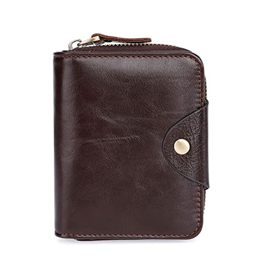 TREGOO Portemonnaie Herren Vintage Herren Brieftasche Business Simplicity Leder Brieftasche Mehrere Kartenschlitze Kurze Erste Schicht Rindslederkartenhalter Herren Tasche von TREGOO