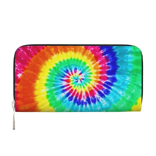 TREJUKY Geldbörse mit Retro-Videospiel-Muster für Herren und Damen, elegant, lang, Clutch, Reißverschluss, Leder, Münzgeldbörse, große Kapazität, Kreditkartenhalter, Handtasche, Buntes Batik, von TREJUKY