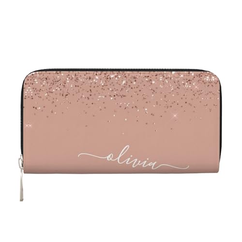 TREJUKY Große Pyrenäen-Geldbörse für Männer und Frauen, lange Clutch, Reißverschluss, Reise-Leder, Münzgeldbörse, Kreditkartenhalter, Handtasche, Blush Pink Rose Gold Glitter, Einheitsgröße, Casual von TREJUKY