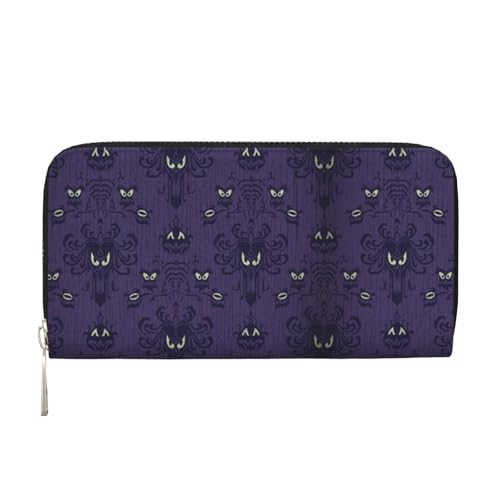 TREJUKY Große Pyrenäen-Geldbörse für Männer und Frauen, lange Clutch, Reißverschluss, Reise-Leder, Münzgeldbörse, Kreditkartenhalter, Handtasche, Haunted Mansi, Einheitsgröße von TREJUKY
