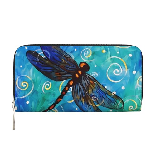 TREJUKY Große Pyrenäen-Geldbörse für Männer und Frauen, lange Clutch, Reißverschluss, Reise-Leder, Münzgeldbörse, Kreditkartenhalter, Handtasche, Schmetterlinge und Libellen, Einheitsgröße, Casual von TREJUKY