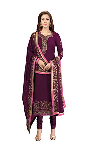 TRENDMALLS Damen Georgette Stickerei Indianer Pakistani Salwar Anzug Set Ethno Kleid, Violett, XXX-Large von TRENDMALLS