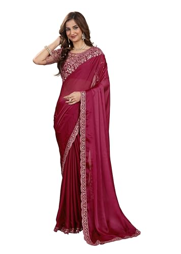 TRENDMALLS Damen Rangoli Seidenstickerei Sari mit Netz Pailletten Arbeit Bluse Stück, Weinrot, 5.5 TRENDMALLS Damen Rangoli Seidenstickerei Sari mit Netz Pailletten Arbeit Bluse Stück, Weinrot, 5.5 von TRENDMALLS