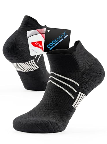 TRENDOUX Atmungsaktive Wandersocken Herren Damen,Comfort Frottee Casual Socken Männer Frauen Stoßdämpfend Antiblasen Feuchtigkeitsableitend Fahrradsocken Schwarz L 1 Paar von TRENDOUX