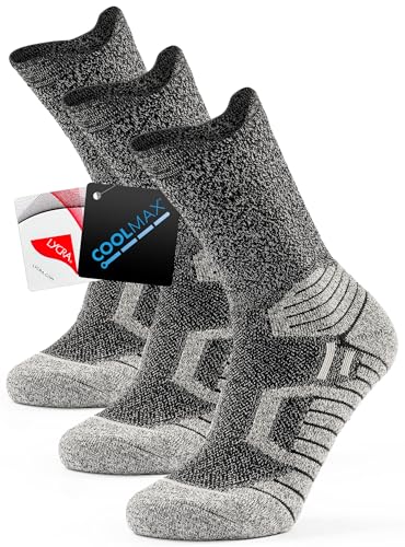 TRENDOUX Gepolstert Herrensocken, Comfort Langlebig Tennis Socken 3 Paar, Unisex Multipack Cushioned Frottee Sport socken Für Jogging Golf Trekking Grau M 34-38 38-42 von TRENDOUX