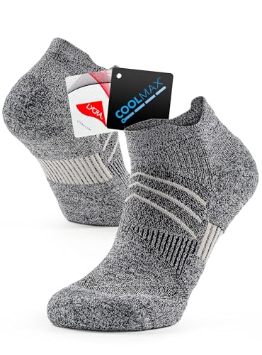 TRENDOUX Sneaker Socken Herren Damen,Herrensocken Mit Stoßdämpfend Frotteesohle,Langlebig Elastisch Wandersocken Männer Frauen Atmungsaktive Laufsocken Für Walking Grau L 1 Paar 39-42 43-46 von TRENDOUX