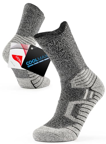 TRENDOUX Weich Socken Herren Damen, Unisex Cushioned Laufsocken Männer Frauen Gemütlich Atmungsaktiv Antischweiß Wandersocken Mit Verstärkt Kompression Grau L 1 Paar 39-42 43-46 von TRENDOUX