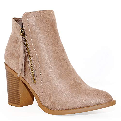 TRENDSUP Modische Damen-Stiefel mit seitlichem Reißverschluss, Braungrau - Taupe Suede, 39 EU von TRENDSUP