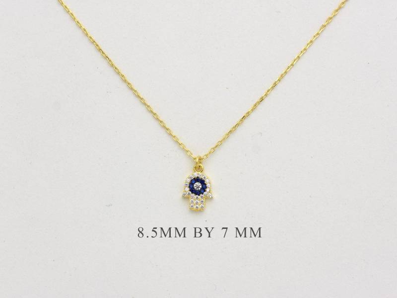 Hamsa Halskette Gelbvergoldetes Sterlingsilber, Zierliche Halskette von TRENDYANYTHING