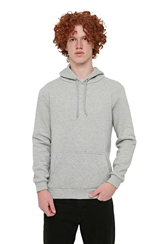 TRENDYOL Herren Trendyol Male mit Kapuze Känguru-taschen Tok-stoff mit Basis-sweatshirt Hooded Sweatshirt Casual, Gray, XXL von TRENDYOL