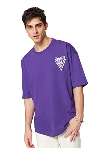 TRENDYOL MAN Herren Trendyol Es Male Plus Size Short Sleeve Ba T Shirt, Lila, L EU von TRENDYOL