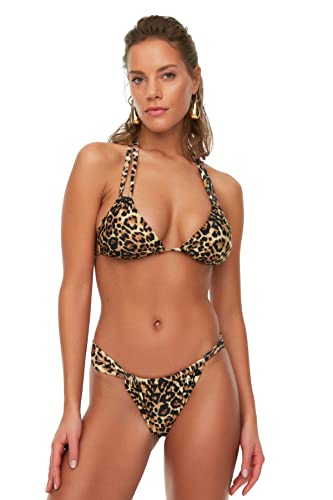 Trendyol Damen Bikini-Set mit Tiermuster Bademode, braun, 40 von TRENDYOL