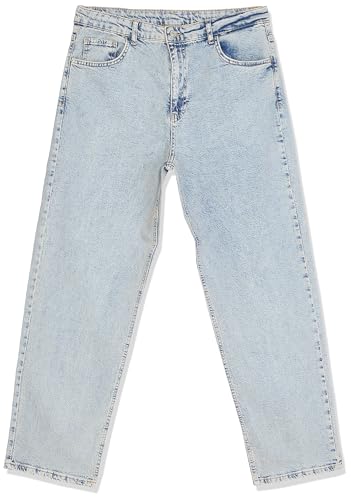 Blue Baggy/90's Straight Fit Jeans Loose Denim Trousers TMNSS24JE00012, Blue, 33 von TRENDYOL