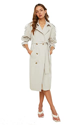 TRENDYOL Damen Trendyol Archbreaker Detailed Water Long Trench Coat, Beige, 40 EU von TRENDYOL