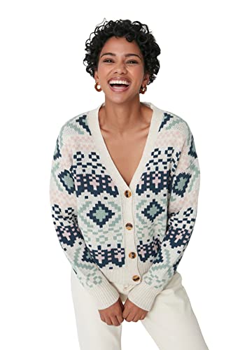 TRENDYOL Damen Stone Jacquard Knitted Jacket Cardigan Sweater, Greige, M EU von TRENDYOL